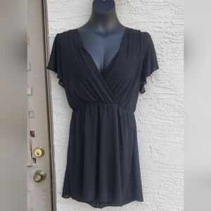 Vintage F21 Elegant Black Faux Wrap Dress